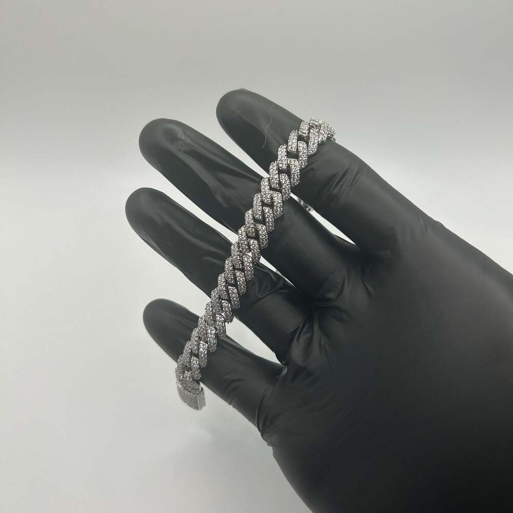 Moissanite Cuban Link Bracelet Silver 8 Inch 10mm Men VVS1 Clean New Fast Ship